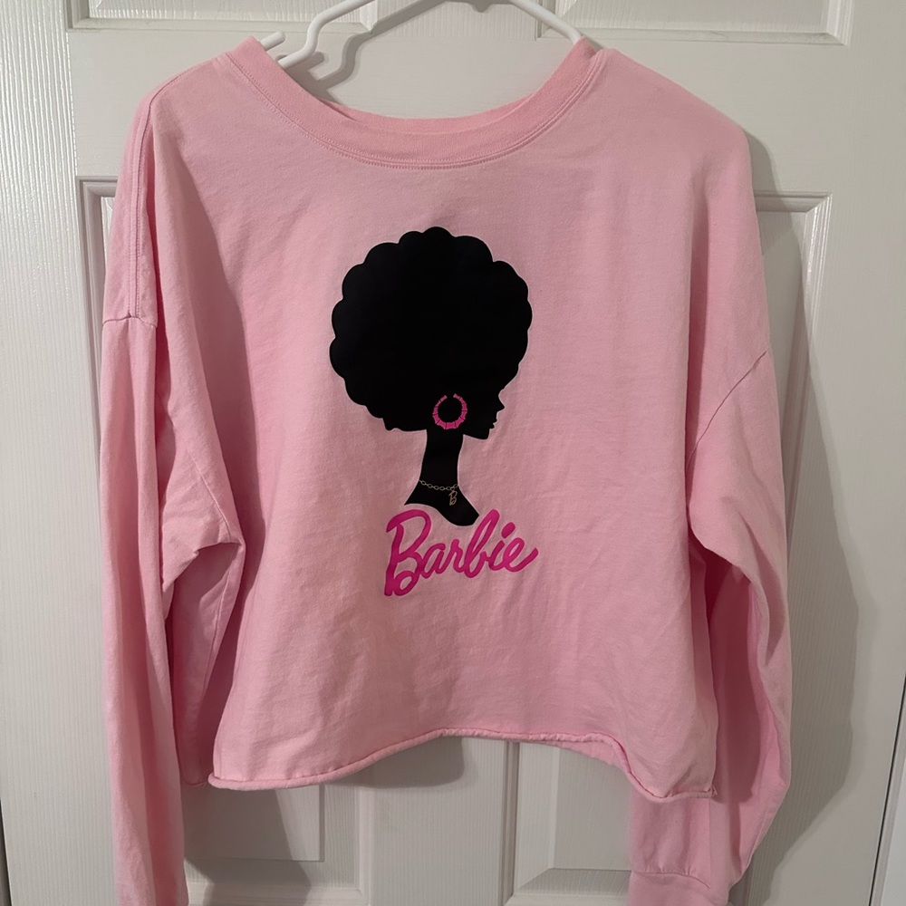 Barbie silhouette long sleeve crop top